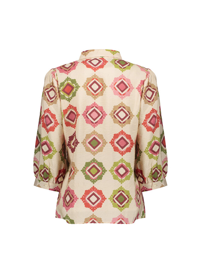 63480-20 718 Geisha blouse  ecru/raspberry/green
