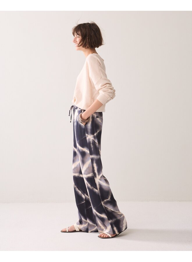 4s3002-12459 413 Summum Trousers Tie dye viscose  - Blue Noir
