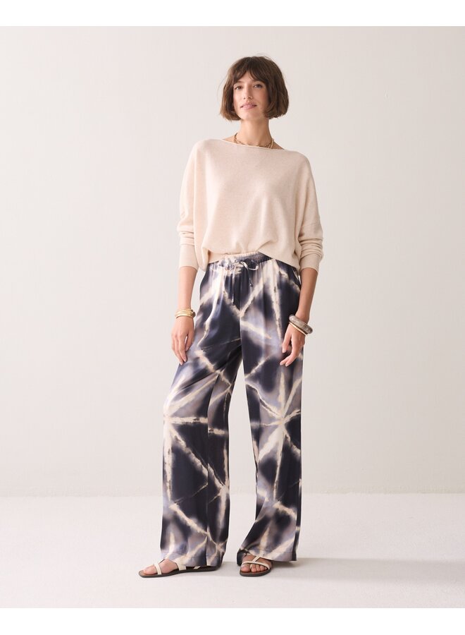 4s3002-12459 413 Summum Trousers Tie dye viscose  - Blue Noir