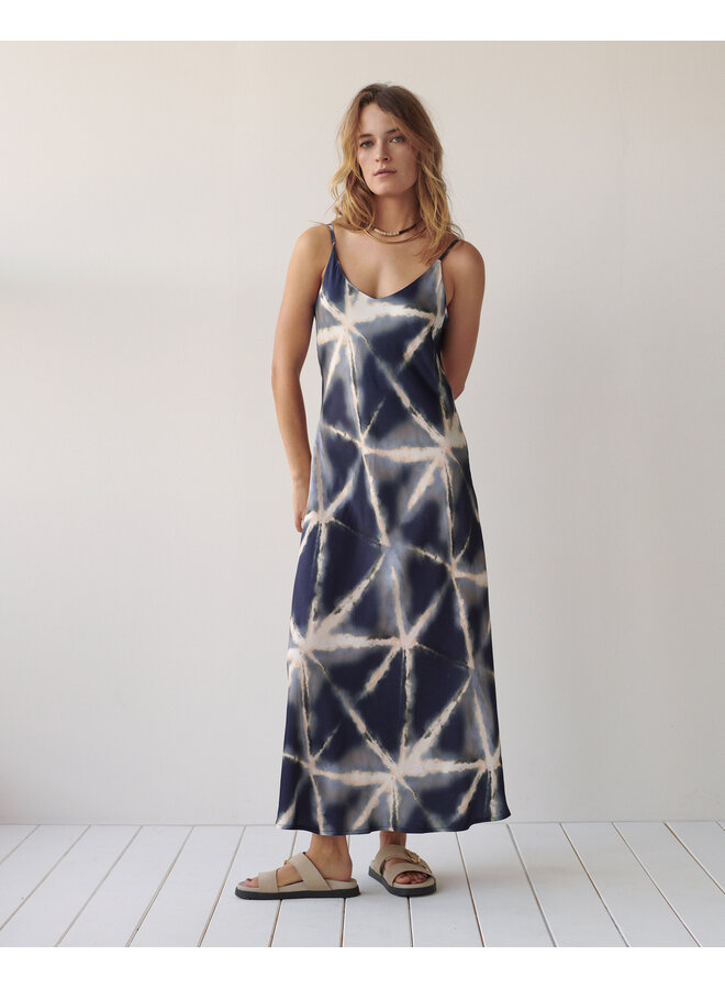 5s1659-12459 413 Summum Dress Tie dye viscose  - Blue Noir