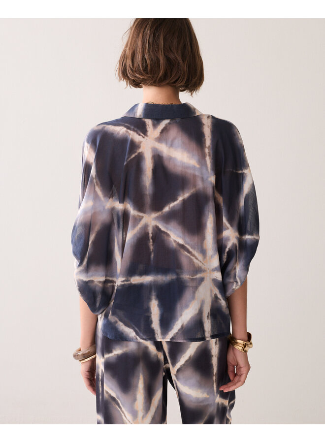 2s3499-12458 413 Summum Blouse Tie dye cotton  - Blue Noir