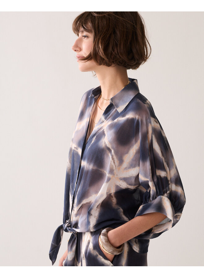 2s3499-12458 413 Summum Blouse Tie dye cotton  - Blue Noir