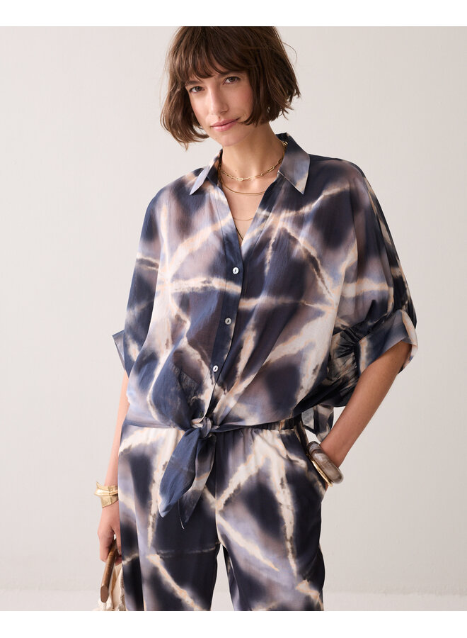 2s3499-12458 413 Summum Blouse Tie dye cotton  - Blue Noir