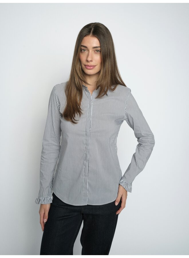 176350 406 MosMosh MM Mattie Flip Stripe Shirt Light Blue