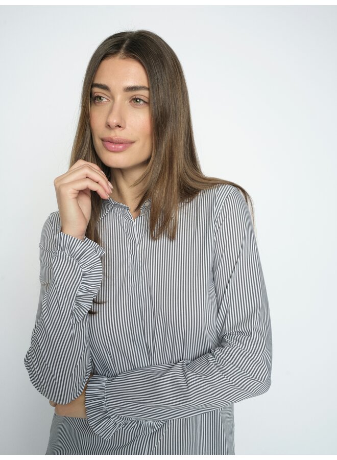 176350 406 MosMosh MM Mattie Flip Stripe Shirt Light Blue