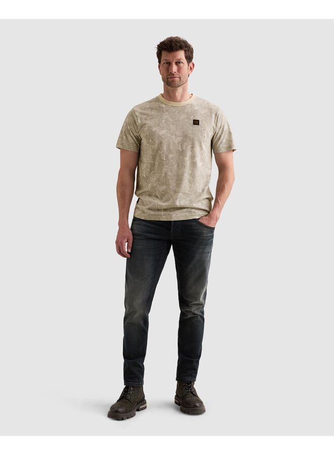 PTSS2606553 7001 PME Legend Short sleeve r-neck slub jersey aop Egret