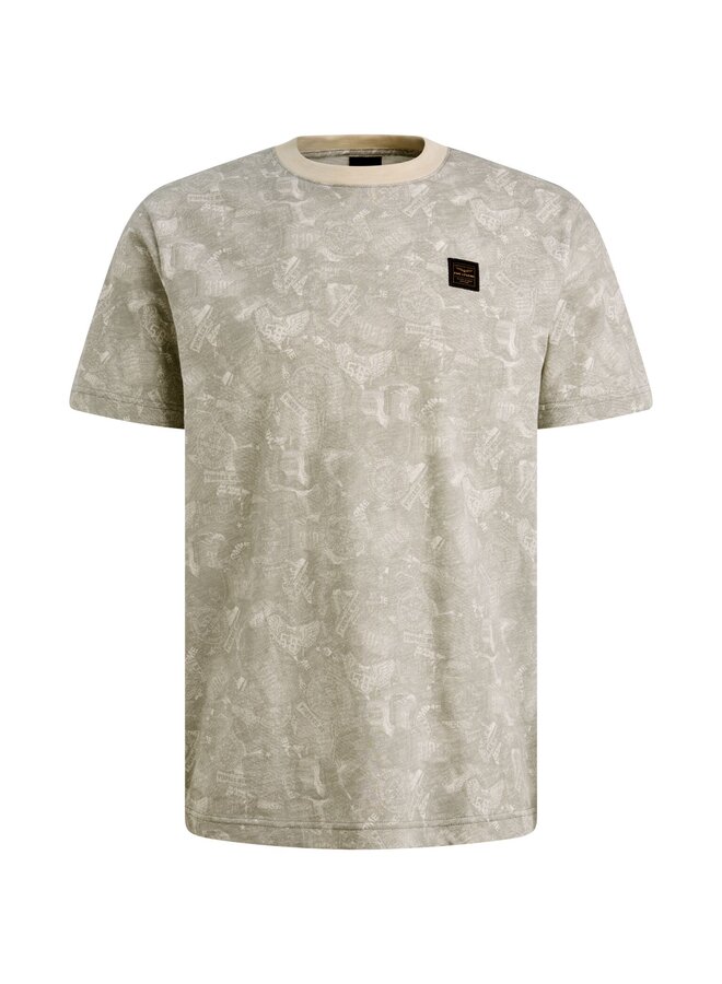 PTSS2606553 7001 PME Legend Short sleeve r-neck slub jersey aop Egret