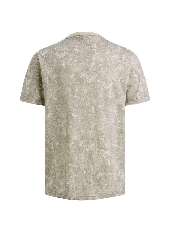 PTSS2606553 7001 PME Legend Short sleeve r-neck slub jersey aop Egret
