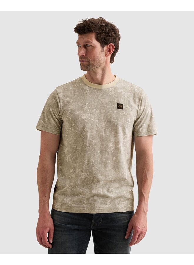 PTSS2606553 7001 PME Legend Short sleeve r-neck slub jersey aop Egret