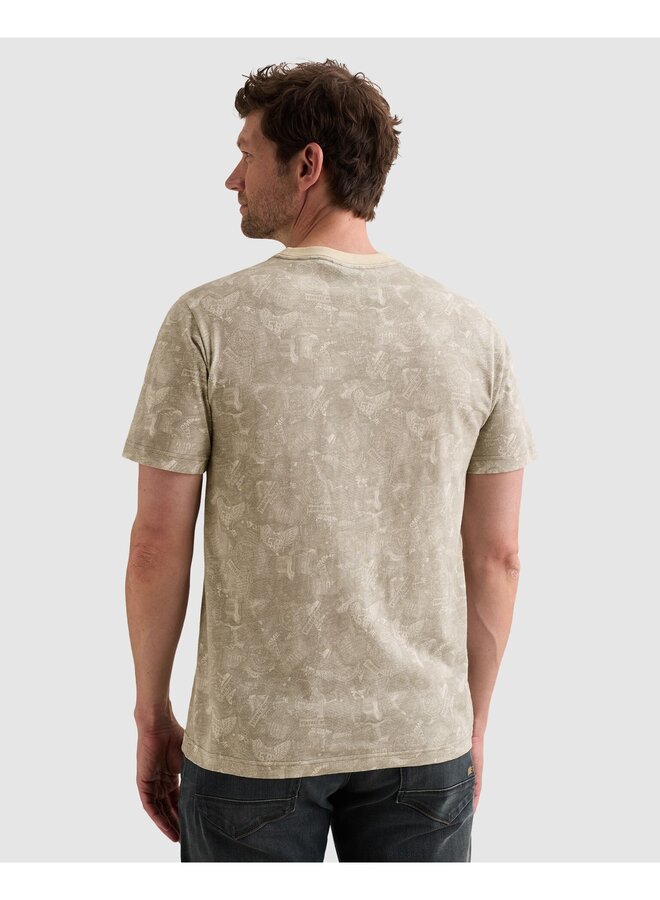 PTSS2606553 7001 PME Legend Short sleeve r-neck slub jersey aop Egret