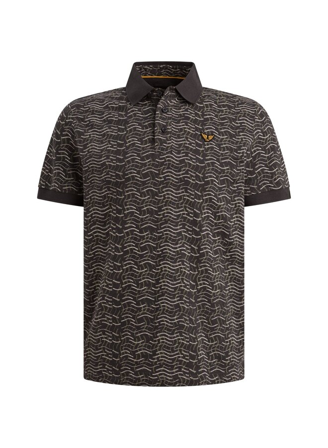 PPSS2606893 9140 PME Legend Short sleeve polo slub jersey aop Obsidian