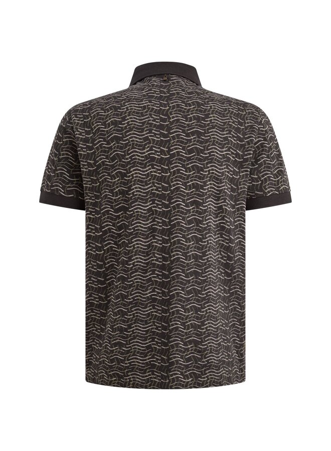 PPSS2606893 9140 PME Legend Short sleeve polo slub jersey aop Obsidian