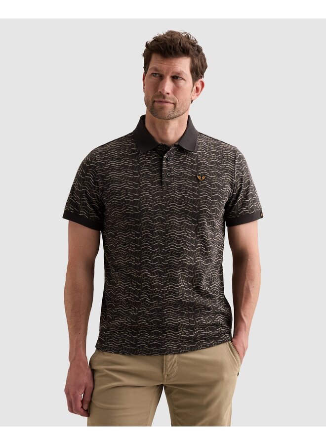 PPSS2606893 9140 PME Legend Short sleeve polo slub jersey aop Obsidian