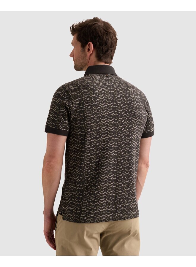 PPSS2606893 9140 PME Legend Short sleeve polo slub jersey aop Obsidian