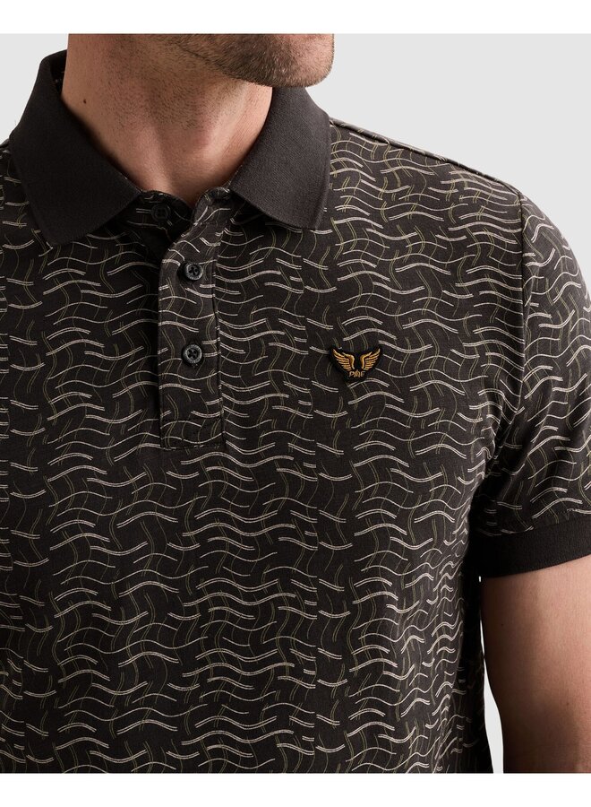 PPSS2606893 9140 PME Legend Short sleeve polo slub jersey aop Obsidian