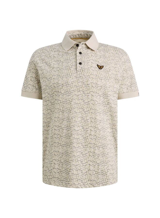 PPSS2606893 7013 PME Legend Short sleeve polo slub jersey aop Bone White