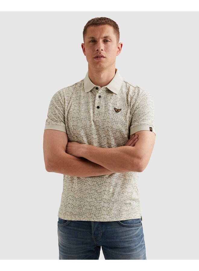PPSS2606893 7013 PME Legend Short sleeve polo slub jersey aop Bone White