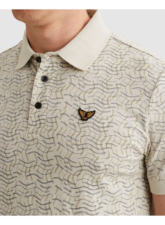 PPSS2606893 7013 PME Legend Short sleeve polo slub jersey aop Bone White