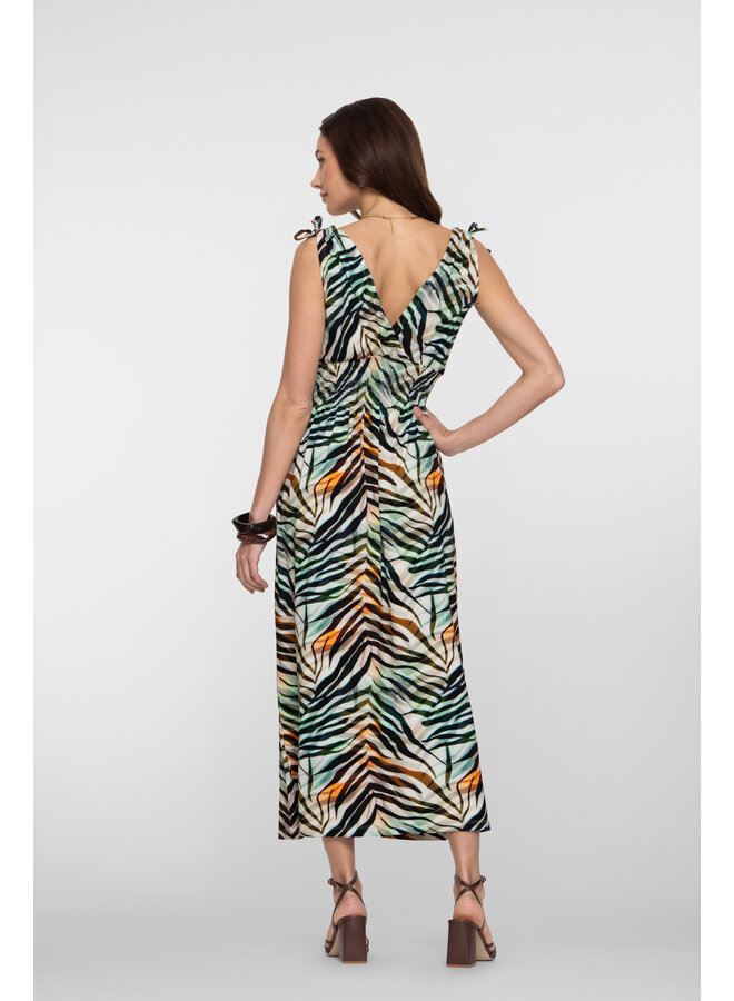 67425-60 MILA 775 Geisha Dress smock jersey AOP  Pr.03-26-2 brown/green