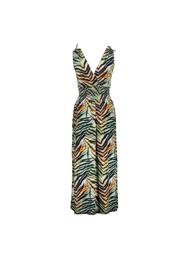 67425-60 MILA 775 Geisha Dress smock jersey AOP  Pr.03-26-2 brown/green