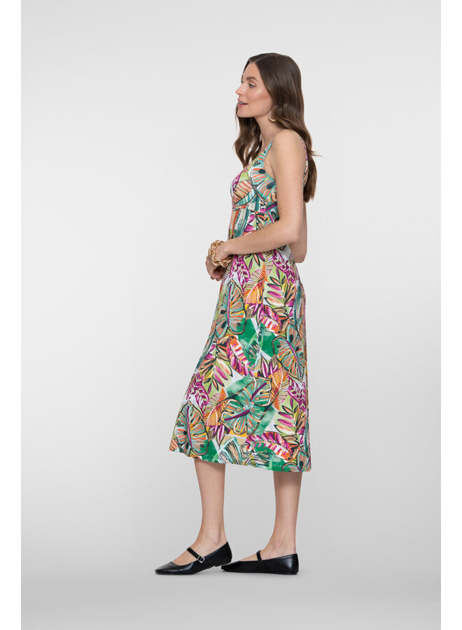 67421-60 NOELLE 530 Geisha Dress long spaghetti AOP  Pr.06-26-2 green/corn