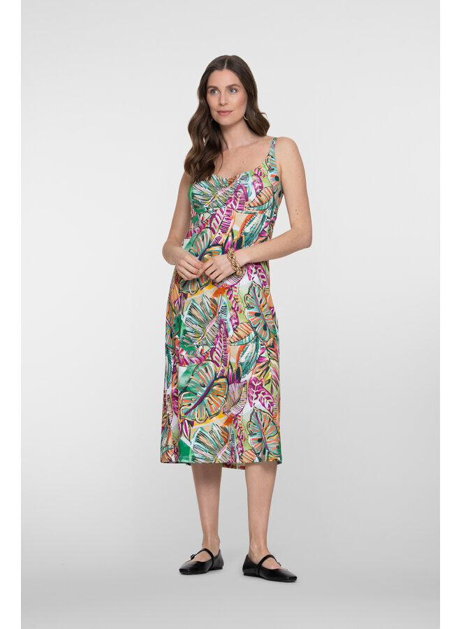 67421-60 NOELLE 530 Geisha Dress long spaghetti AOP  Pr.06-26-2 green/corn