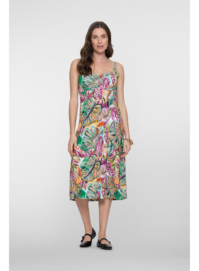 67421-60 NOELLE 530 Geisha Dress long spaghetti AOP  Pr.06-26-2 green/corn