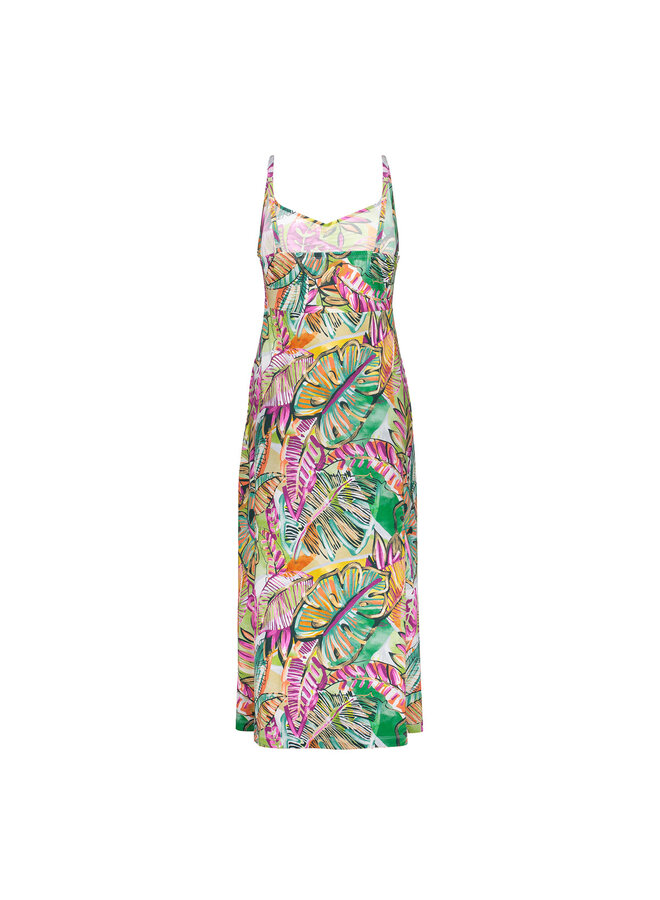67421-60 NOELLE 530 Geisha Dress long spaghetti AOP  Pr.06-26-2 green/corn