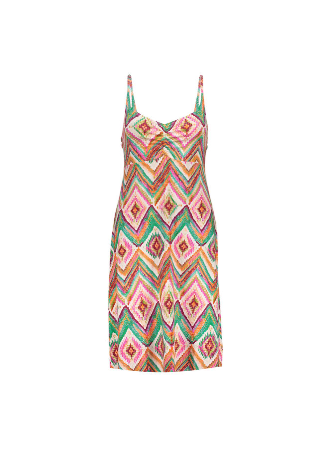 67420-60 NOA 615 Geisha Dress spaghetti jersey AOP  Pr.01-26-2 teal/fuchsia