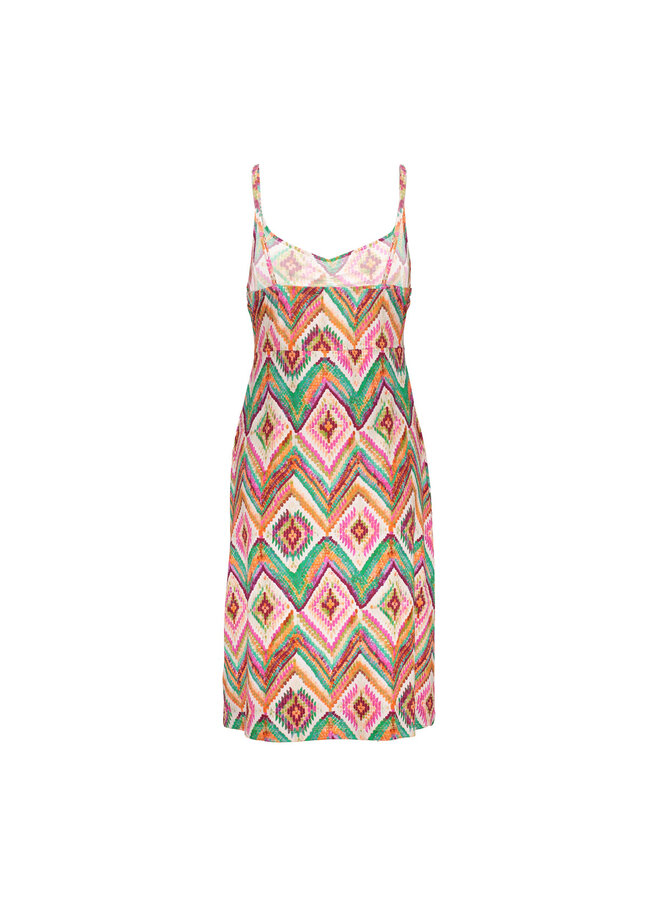 67420-60 NOA 615 Geisha Dress spaghetti jersey AOP  Pr.01-26-2 teal/fuchsia