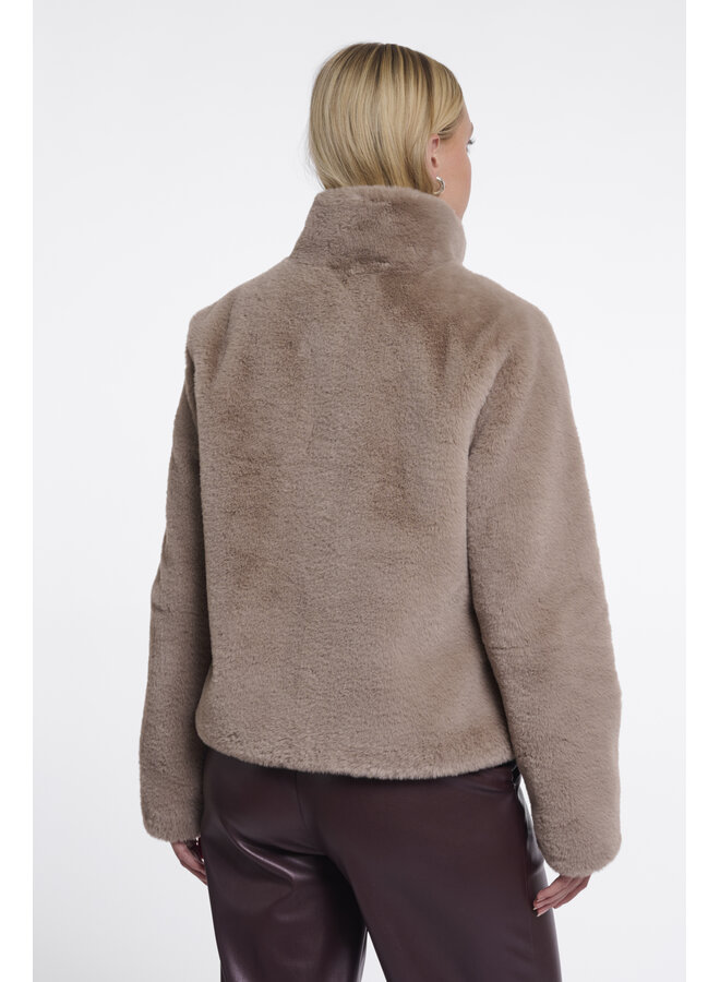 Vie.7002611 Rino en Pelle Single breasted faux fur jacket Mocha latte
