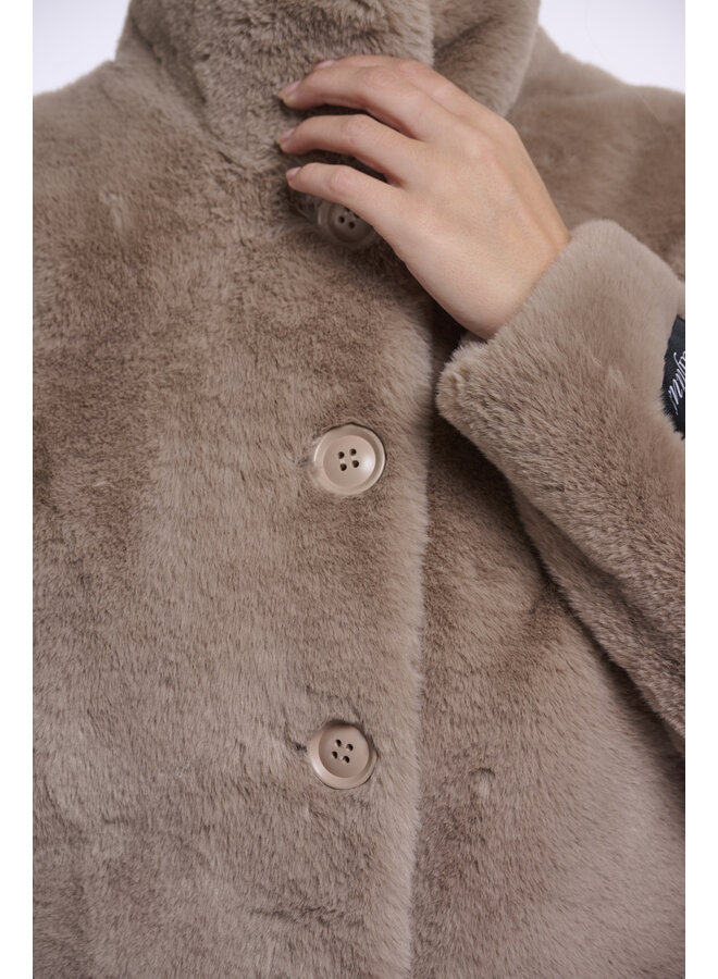 Vie.7002611 Rino en Pelle Single breasted faux fur jacket Mocha latte