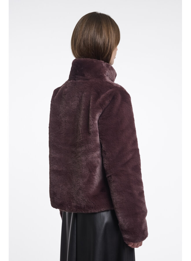 Vie.7002611 Rino en Pelle Single breasted faux fur jacket Chocolate bean