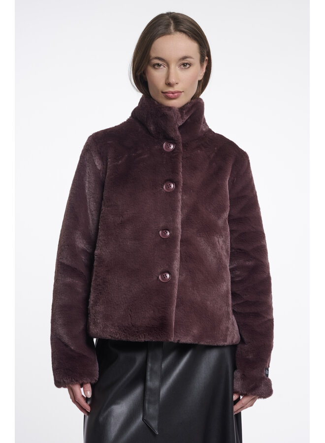 Vie 7002611 Rino & Pelle Single breasted faux fur jacket Chocolate bean