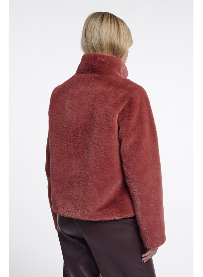 Vie.7002611 Rino en Pelle Single breasted faux fur jacket Antique rouge