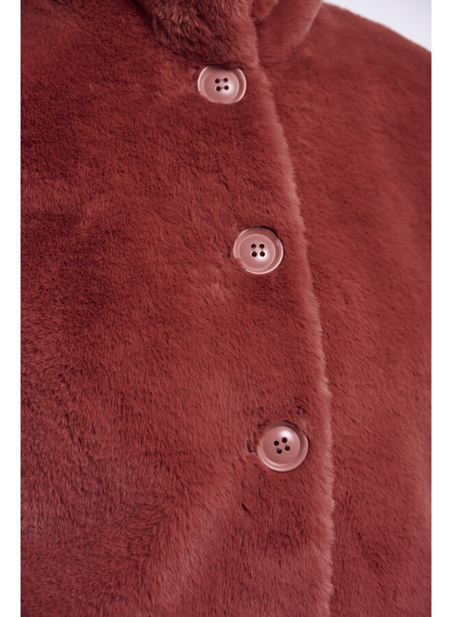 Vie.7002611 Rino en Pelle Single breasted faux fur jacket Antique rouge