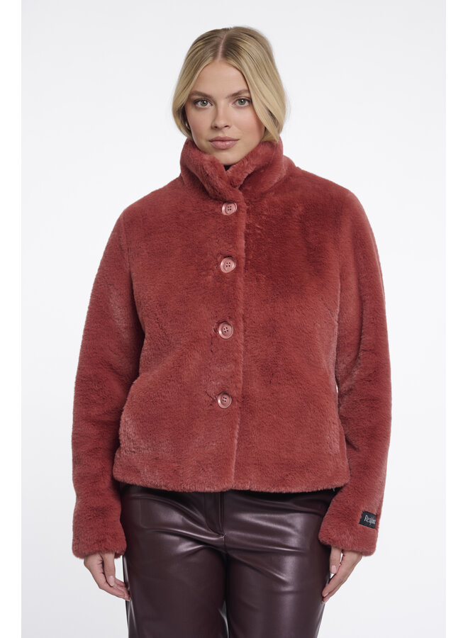 Vie 7002611 Rino & Pelle Single breasted faux fur jacket Antique rouge