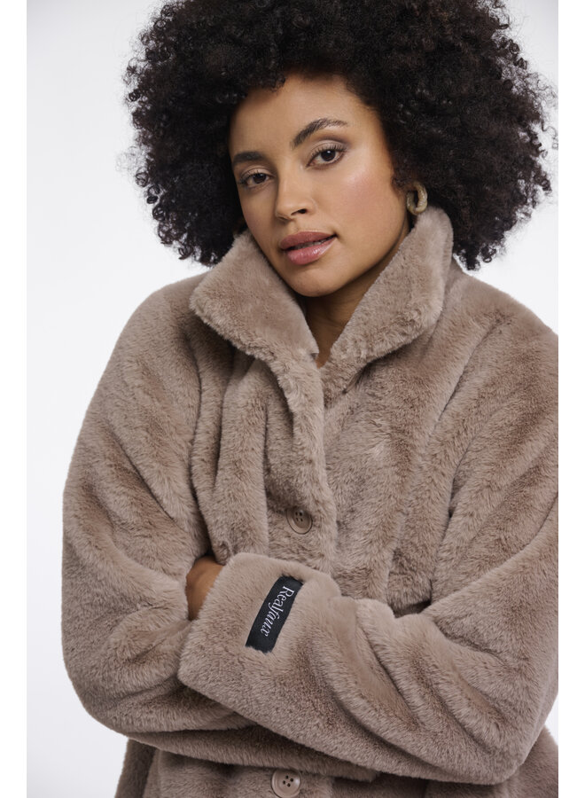 Nonna.7002611 Rino en Pelle Single breasted faux fur coat Mocha latte
