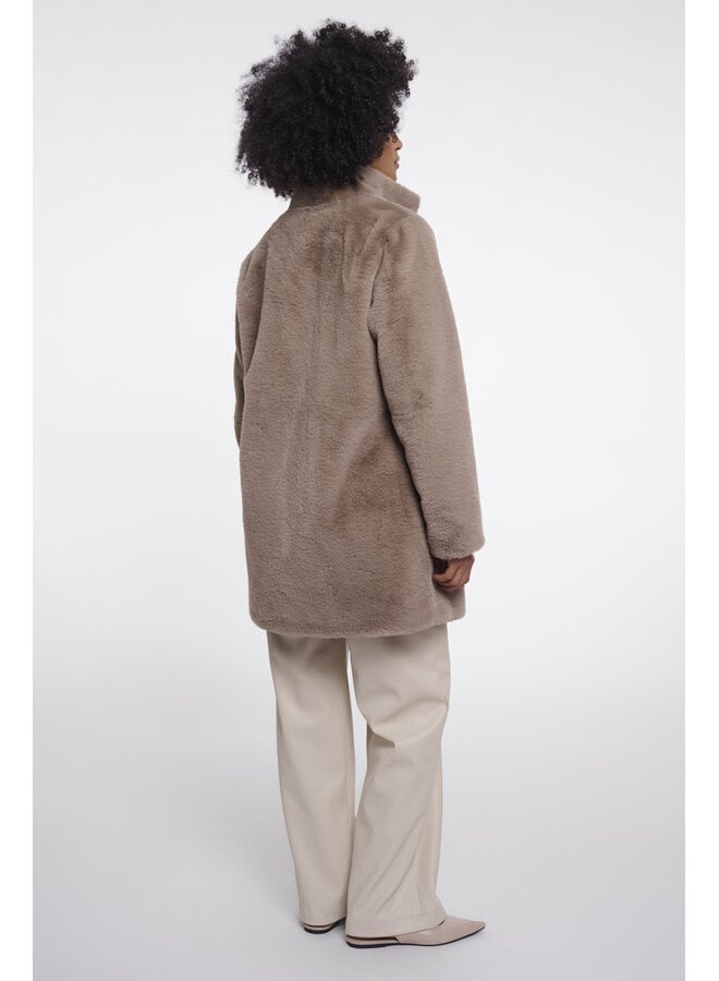 Nonna.7002611 Rino en Pelle Single breasted faux fur coat Mocha latte
