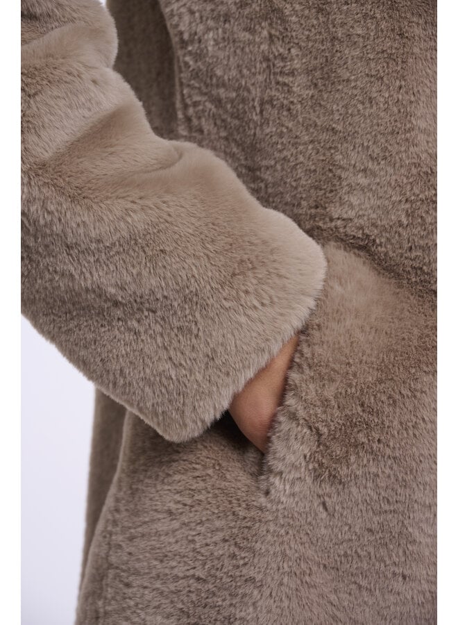 Nonna.7002611 Rino en Pelle Single breasted faux fur coat Mocha latte