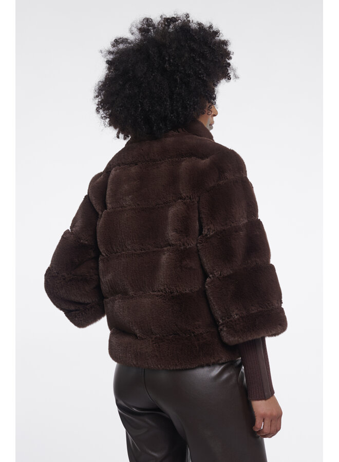 Feline.7002611 Rino en Pelle Jacket with rib cuffs Coffee roast