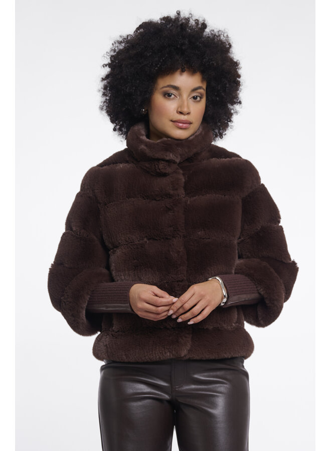 Feline 7002611 Rino & Pelle Jacket with rib cuffs Coffee roast