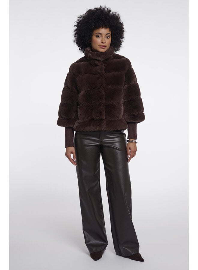 Feline.7002611 Rino en Pelle Jacket with rib cuffs Coffee roast