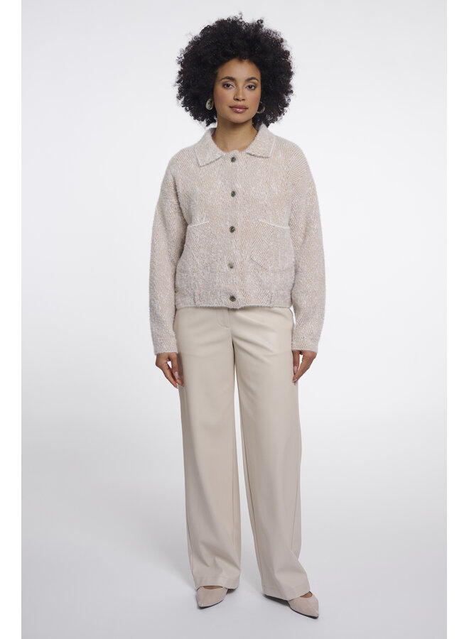 Bubbly.5012611 Rino en Pelle Boxy jacket Beige herringbone