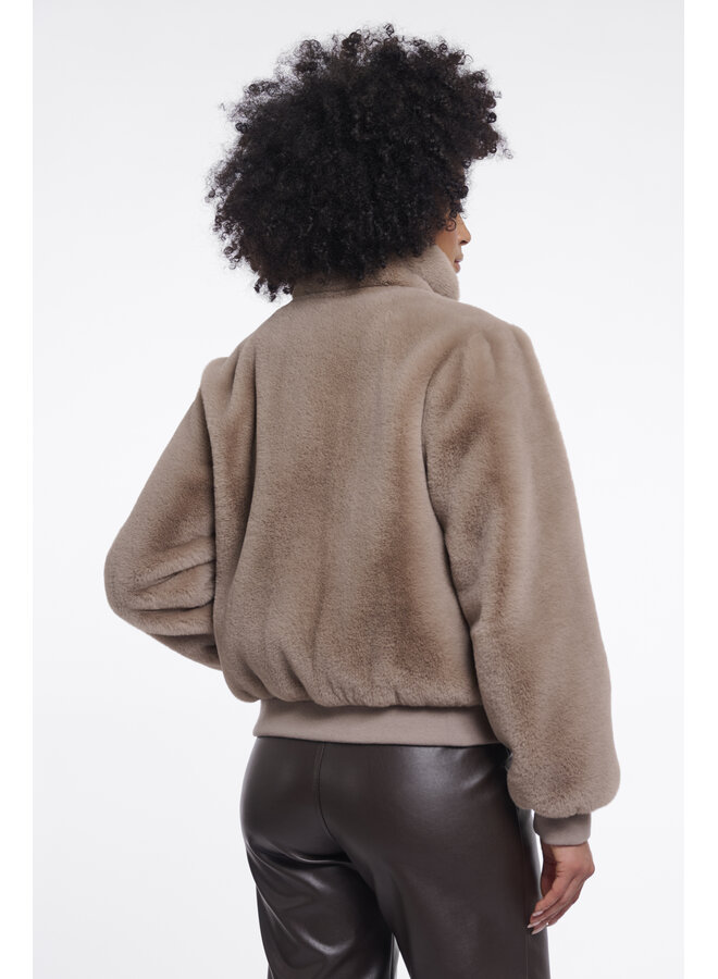 Ambra.7002611 Rino en Pelle Short faux fur jacket Mocha latte
