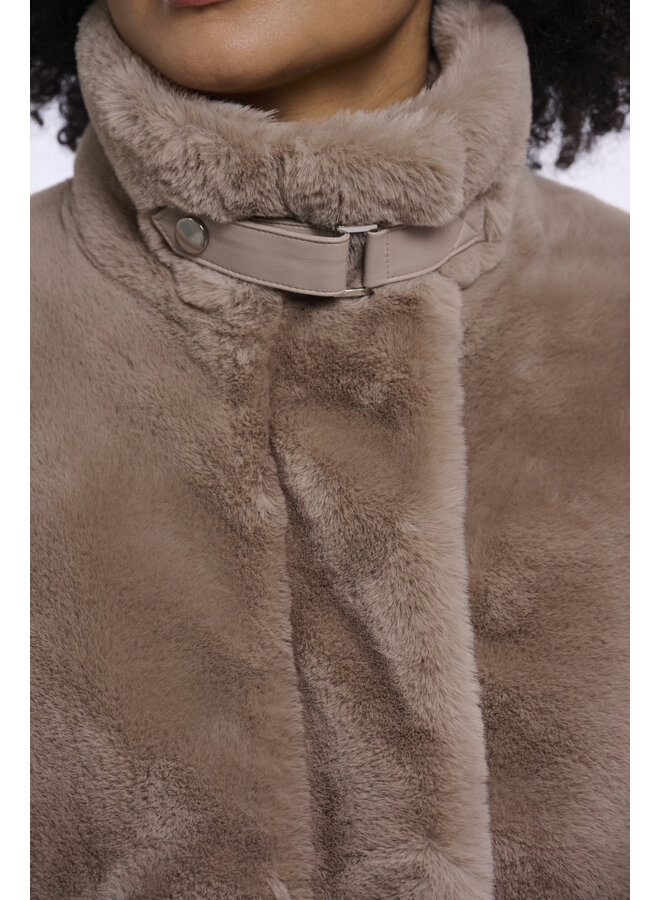 Ambra.7002611 Rino en Pelle Short faux fur jacket Mocha latte