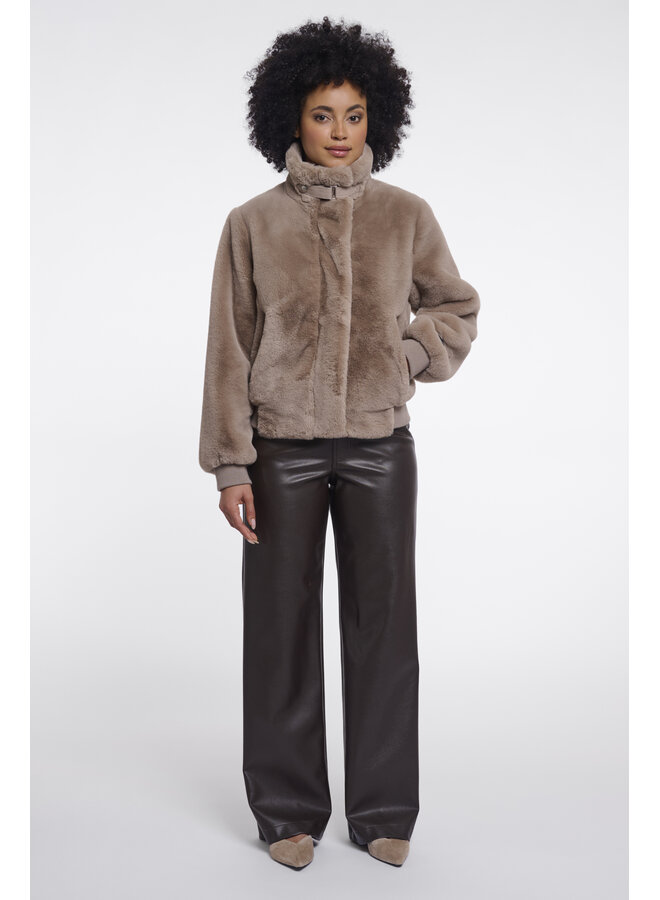 Ambra.7002611 Rino en Pelle Short faux fur jacket Mocha latte