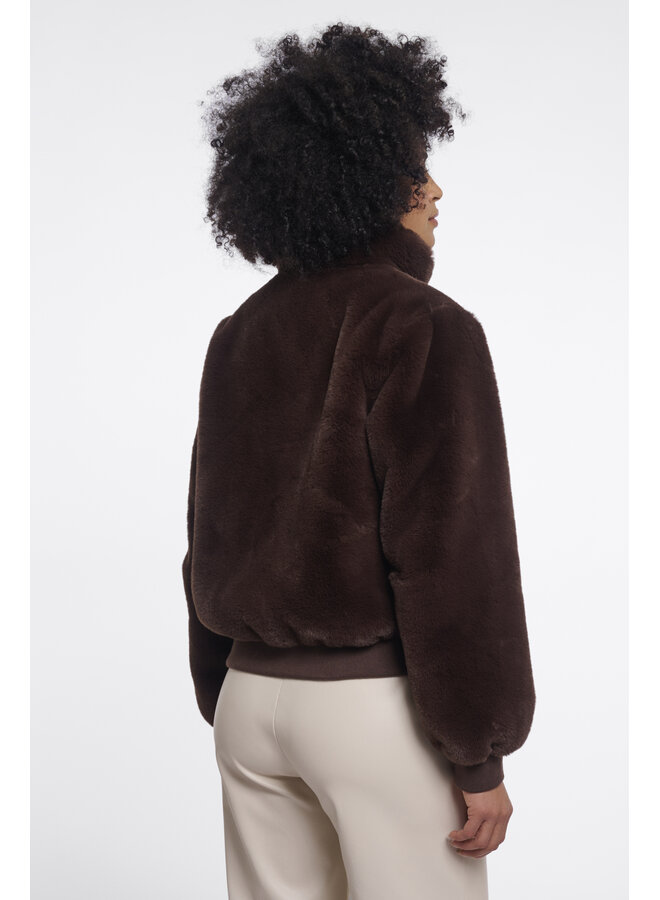 Ambra.7002611 Rino en Pelle Short faux fur jacket Coffee roast