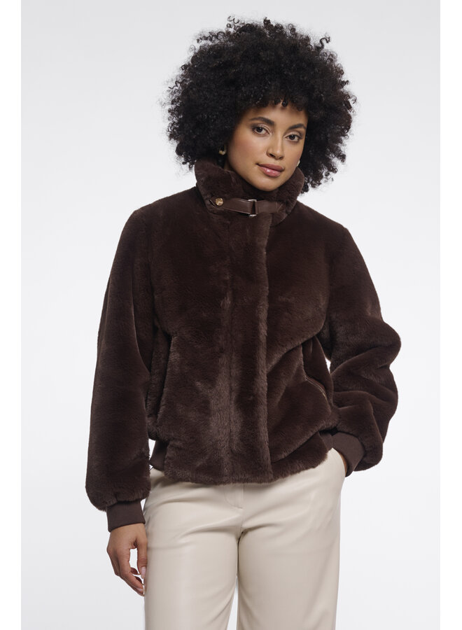 Ambra 7002611 Rino & Pelle Short faux fur jacket Coffee roast