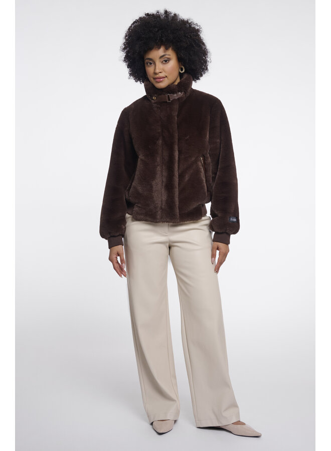 Ambra.7002611 Rino en Pelle Short faux fur jacket Coffee roast